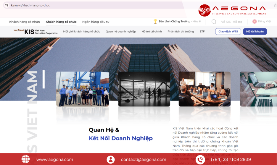Website KISVN - Khách hàng tổ chức