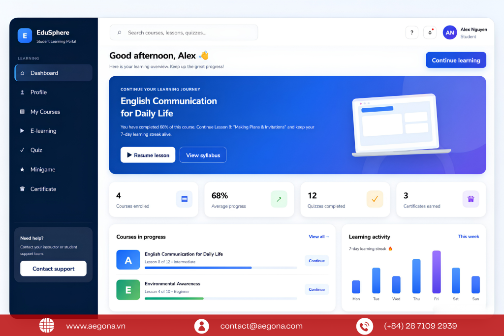 Quản lý học viên & Khóa học trên hệ thống LMS