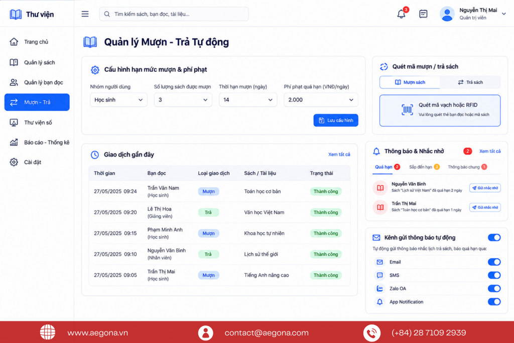 Quản lý Mượn - Trả Tự động