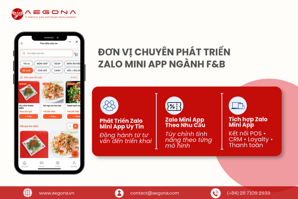 Aegona – Đơn vị chuyên phát triển Zalo Mini App ngành F&B