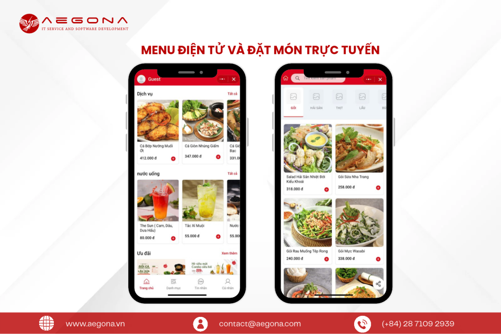 Menu điện tử và Đặt món trực tuyến trên Zalo mini app