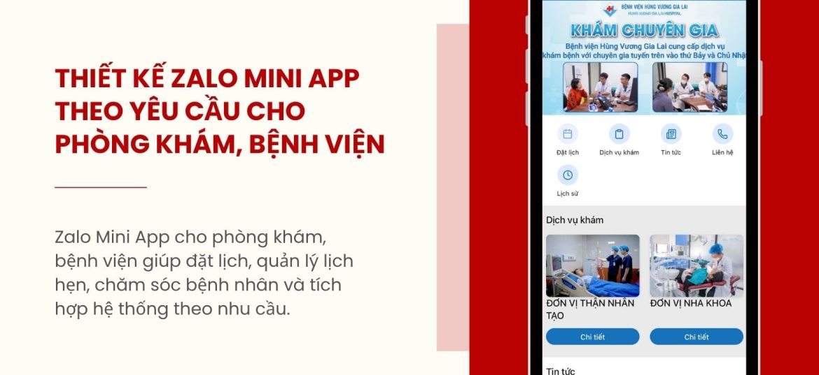 Thiết kế Zalo Mini App theo yêu cầu cho phòng khám, bệnh viện