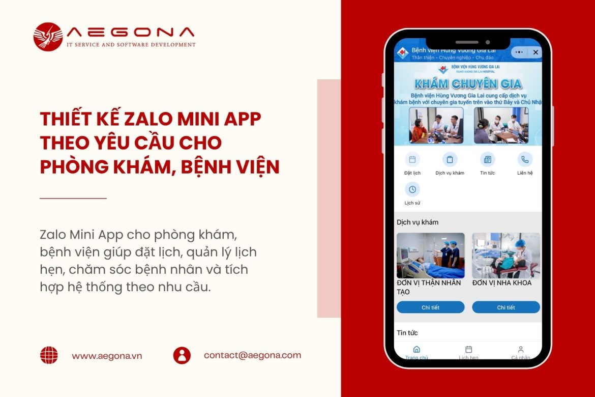 Thiết kế Zalo Mini App theo yêu cầu cho phòng khám, bệnh viện