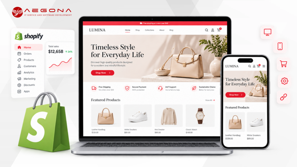 Dịch vụ thiết kế website Shopify trọn gói tại Aegona